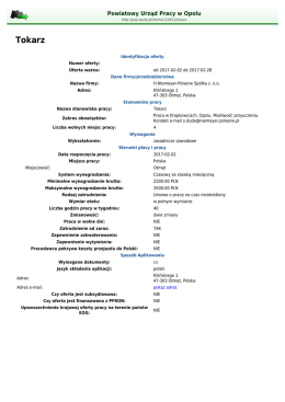 Tokarz - Powiatowy Urząd Pracy w Opolu