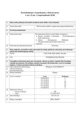 Powiadomienie o transakcjach, o którym mowa w art. 19