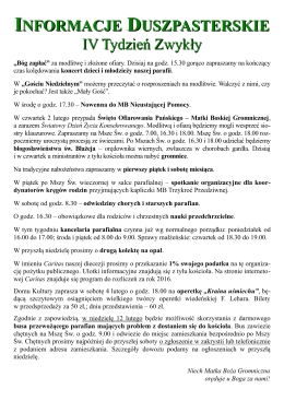 INFORMACJE DUSZPASTERSKIE