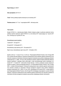 Terminy publikacji raportów okresowych za rok