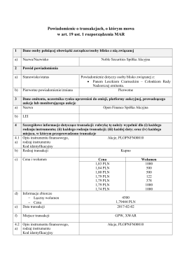 Powiadomienie o transakcjach, o którym mowa w art. 19 ust. 1