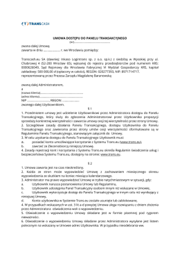 umowa dostępu do panelu transakcyjnego