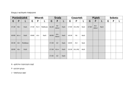 Poniedziałek Wtorek Środa Czwartek Piątek Sobota