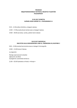 PROGRAM MIĘDZYNARODOWEGO FESTIWALU MŁODYCH