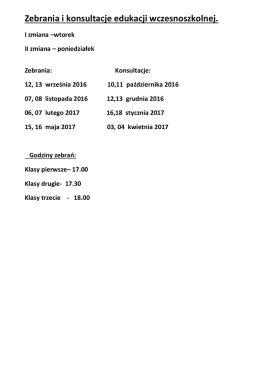 Zebrania i konsultacje edukacji wczesnoszkolnej.