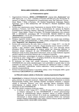 REGULAMIN KONKURSU &bdquo;NIVEA w INTERMARCHE&rdquo; &sect; 1