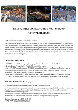 pielgrzymka do medjugorje 30.07 – 08.08.2017 festiwal młodych