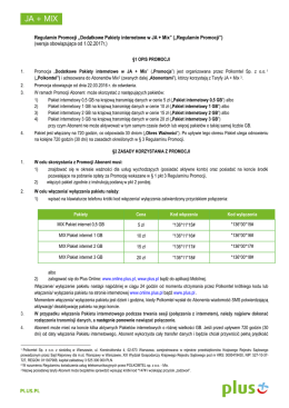 Regulamin Promocji „Dodatkowe Pakiety internetowe w JA