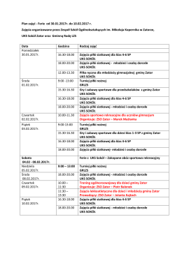 Plan zajęć Ferie 2017r