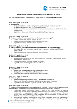 HARMONOGRAM SZKOŁY GOSPODARKI CYFROWEJ W 2017 r