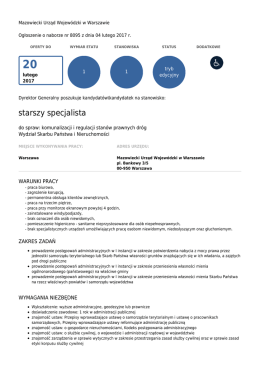starszy specjalista - Biuletyn Informacji Publicznej Mazowiecki