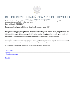 Prezydent mianował Szefa Sztabu Generalnego WP