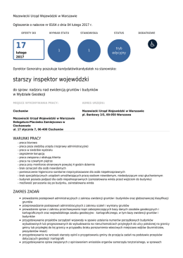 starszy inspektor wojew&oacute;dzki - Biuletyn Informacji Publicznej