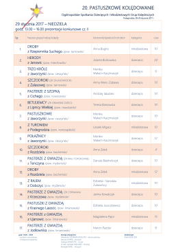 Program NIEDZIELA - 20 Pastuszkowe