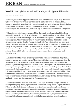 Konflikt w rządzie - narodowi katolicy atakują