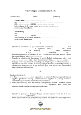 Umowa kupna sprzedaży samochodu