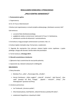 regulamin konkursu literackiego &bdquo;prus kontra sienkiewicz&rdquo;
