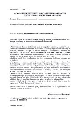 miejscowosćc ć data OŚWIADCZENIE W