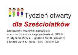 Tydzień otwarty dla sześciolatków