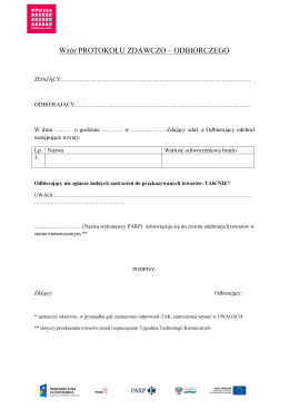 Wz&oacute;r PROTOKOŁU ZDAWCZO &ndash; ODBIORCZEGO