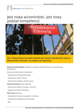 MedExpressPL-Jest nowa wiceminister, jest nowy podział kompetencji