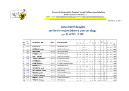 Lista klasyfikacyjna seniorów województwa pomorskiego po III WTK