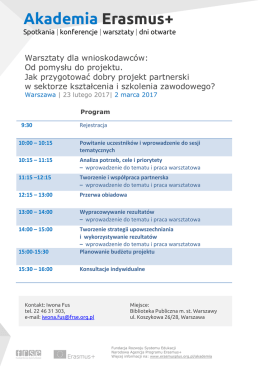 Warsztaty dla wnioskodawców: Od pomysłu do projektu