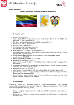 Stosunki gospodarcze z Kolumbią
