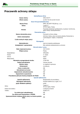 Pracownik ochrony sklepu - Powiatowy Urząd Pracy w Opolu