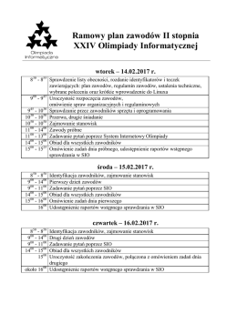 Plan dnia Uczestnika zawodów II stopnia