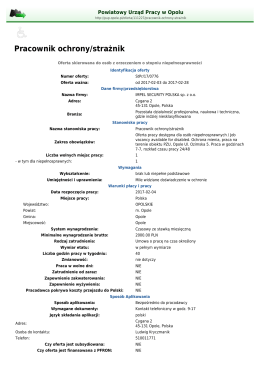 Pracownik ochrony/strażnik - Powiatowy Urząd Pracy w Opolu