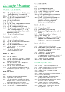 Intencje Mszalne