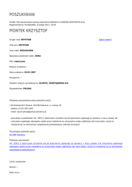 Generuj PDF - Poszukiwani
