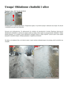 Uwaga! Oblodzone chodniki i ulice