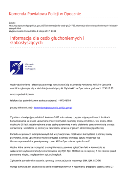 Informacja dla osób głuchoniemych i słabosłyszących