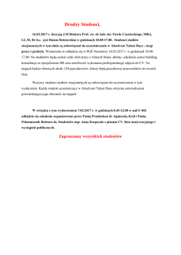 Drodzy Studenci,