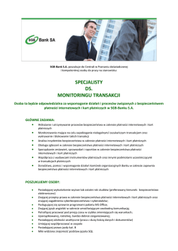 SPECJALISTY DS. MONITORINGU TRANSAKCJI