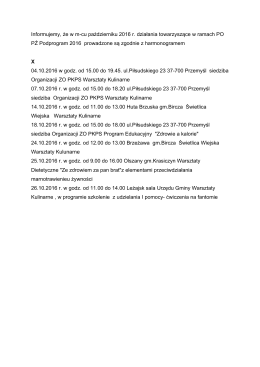 Informujemy, że w m-cu pażdzierniku 2016 r. działania