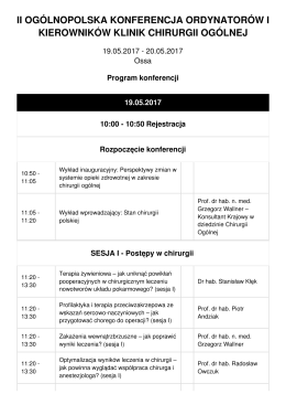 pobierz program - Ogólnopolska Konferencja Ordynatorów i