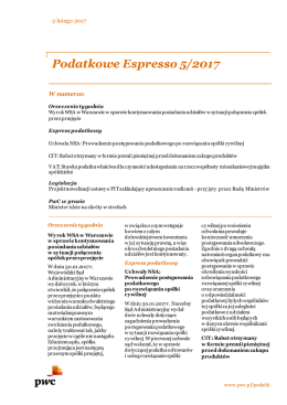 Podatkowe Espresso 5/2017