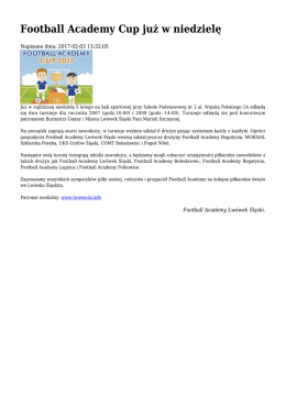 Football Academy Cup już w niedzielę