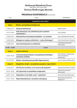 Program Konferencji - Schizofrenia Forum 2016
