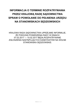 informacja o terminie rozpatrywania przez krajową radę