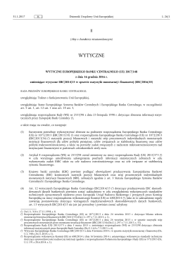 WYTYCZNE EUROPEJSKIEGO BANKU CENTRALNEGO (UE) 2017