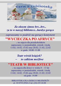 "WYCIECZKA PO AFRYCE" "TEATR W BIBLIOTECE"