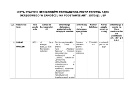 lista stałych mediatorów prowadzona przez prezesa sądu