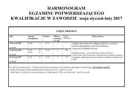 HARMONOGRAM EGZAMINU POTWIERDZAJĄCEGO