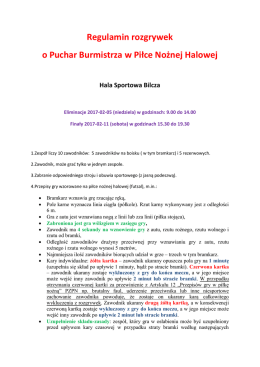 Regulamin rozgrywek o Puchar Burmistrza w Piłce Nożnej Halowej