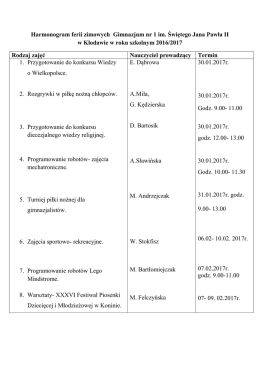 ferie - Gimnazjum nr 1 w Kłodawie