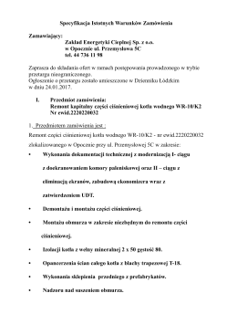 Specyfikacja Istotnych Warunk&oacute;w Zam&oacute;wienia